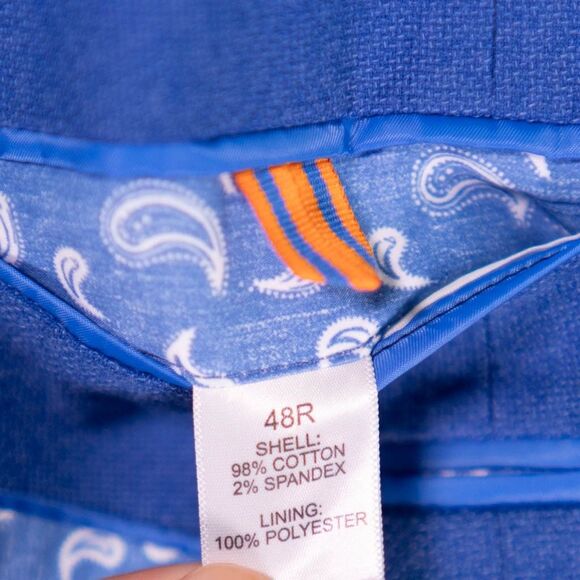 Crown & Ivy Mens Blazer 48R Blue Cotton Stretch Sport Coat 2 Button Jacket Lined - Picture 4 of 10